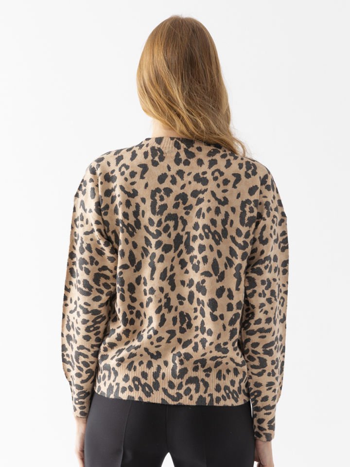 Leopar Desenli İnce Kazak