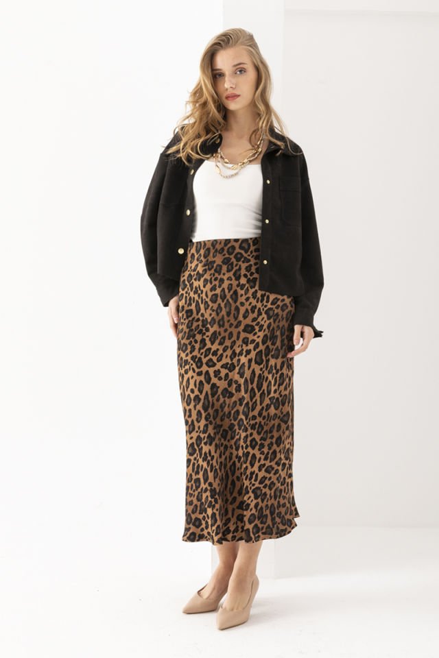 Leopar Desenli Etek