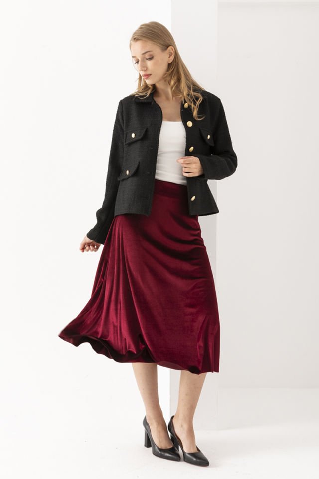 Bordo Kadife Etek