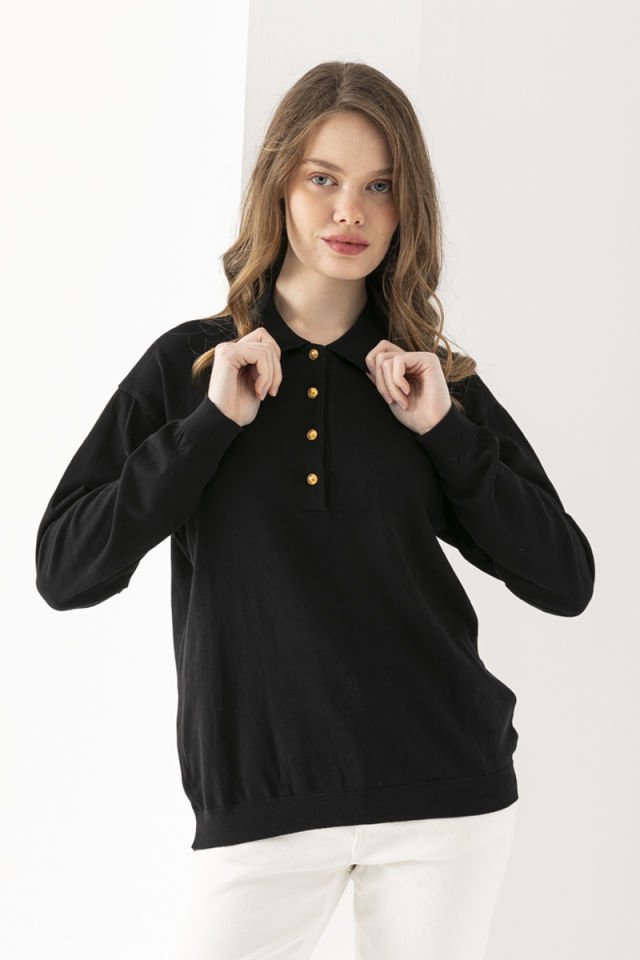 Polo Yaka Siyah Triko