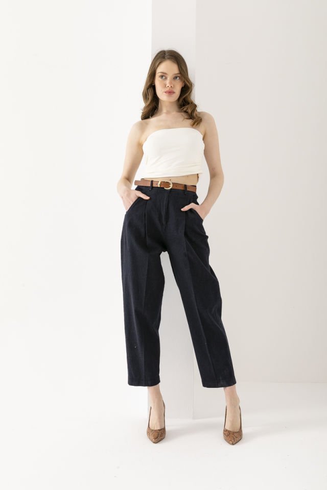Kemerli Denim Pantolon