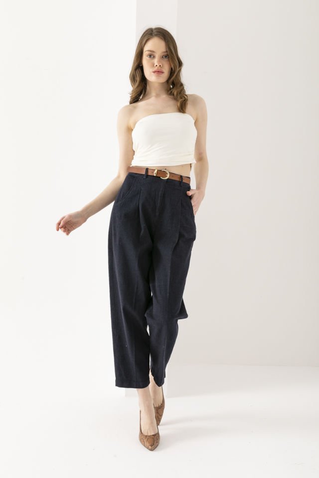 Kemerli Denim Pantolon